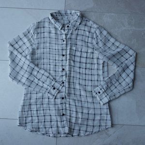 Old Navy Black and White Striped Sheer Blouse